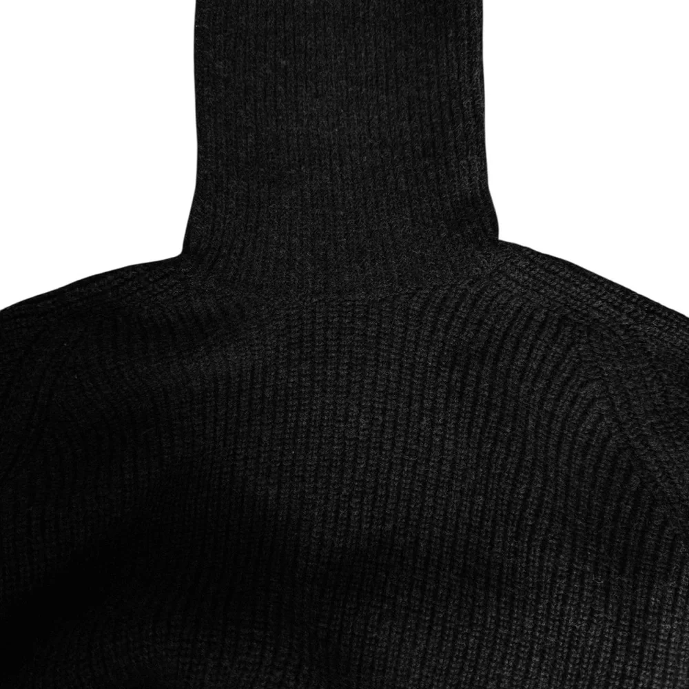 Banana Republic Dark Charcoal Heavyweight Waffle Knit Wide Turtleneck Sweater M